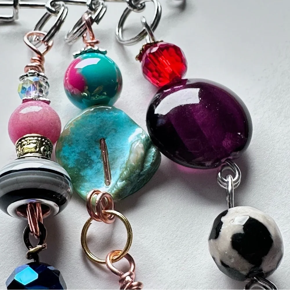 Brooch Pin Hand Crafted | Glass Beaded Artisan Multicolor Wire-Wrapped OOAK